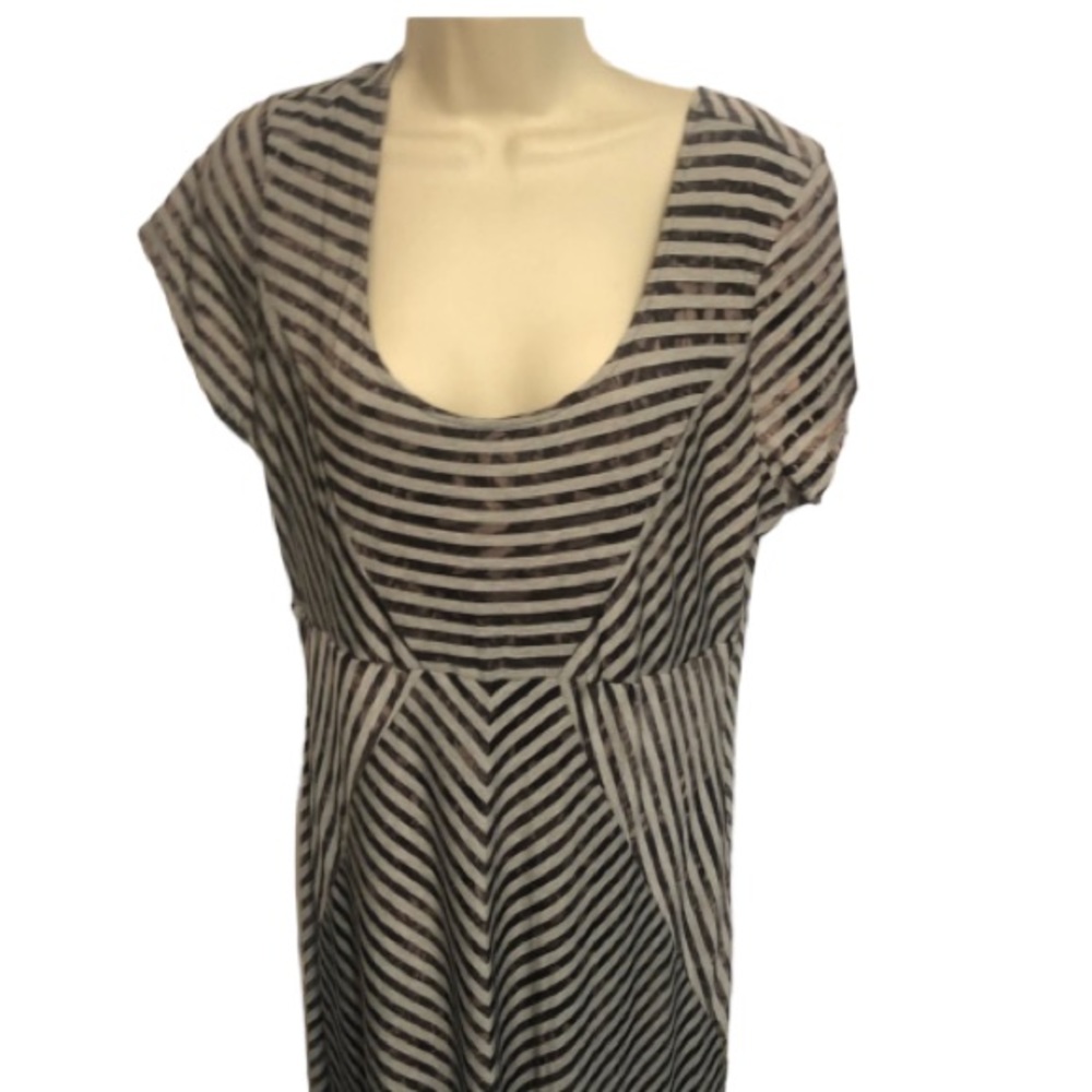 Style & Co.size XL gray & white diagonal stripe maxi dress scoop neck V- back
